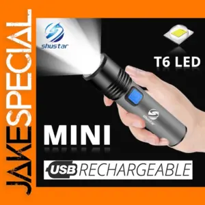 USB Rechargeable T6 LED Waterproof Flashlight