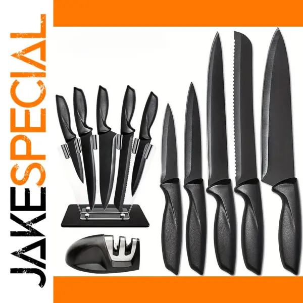 7-Piece Professional Black Stainless Steel Knife Set