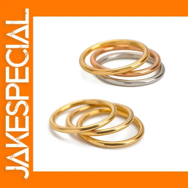 Colorblocked Stainless Steel Rings Set for Women