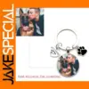 Custom Dog Photo Keychain Silver-Plated Heart