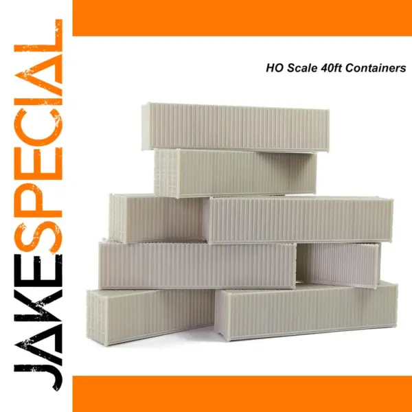9pcs HO Scale 40ft Blank Shipping Containers