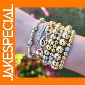 Waterproof Gold Plated Beaded Bracelet for Women