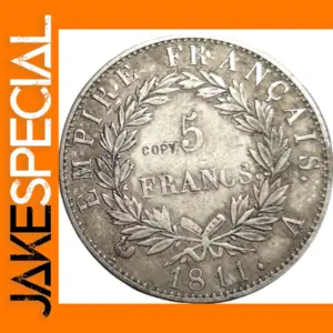 Napoleon I 5 Francs Silver Plated Coin Copy