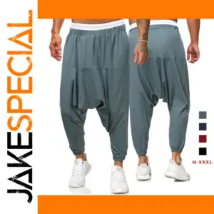 Men's Solid Harem Pants Casual Joggers