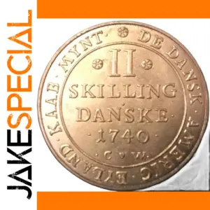 1740 Danish West Indies 2 Skilling Coin Replica