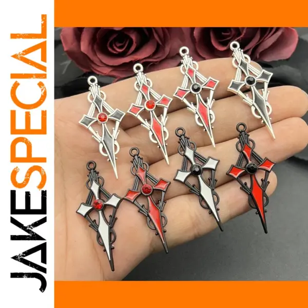 8pcs Gothic Cross Witch Charms for Jewelry