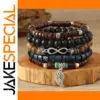 Wood Bead Cactus Charms Bracelet Set