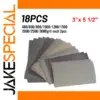 18Pcs Wet/Dry Sandpaper Set Grit 400 to 3000