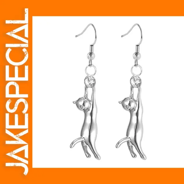 Trendy Cat Earrings with CZ for Women