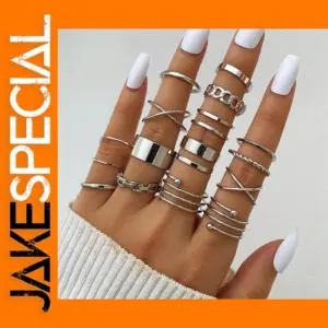 Silver Cross Ring Set for Women and Girls