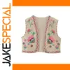 Vintage Floral Embroidered Women's Vest Jacket