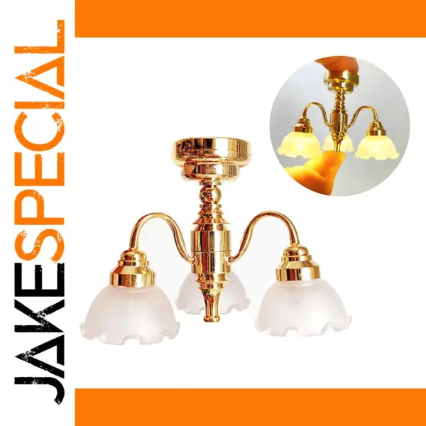 Miniature Golden Ceiling Lamp for Dollhouses