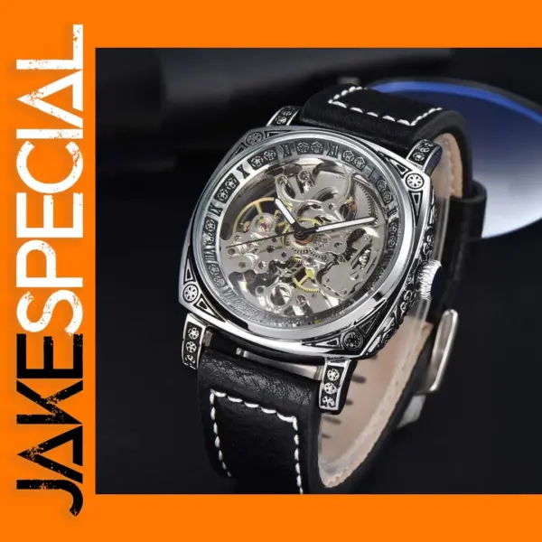 LONGLUX L8071 Retro Mechanical Leather Watch