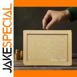 Wooden Cash Savings Box with Currency Target