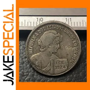 1924 Brazil 100 Reis Silver Plated Replica Coin