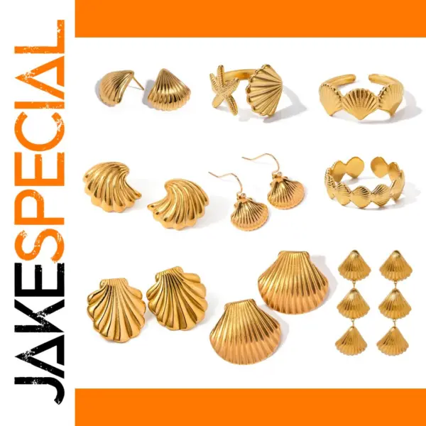 Textured Stainless Steel Stud Earrings for Summer