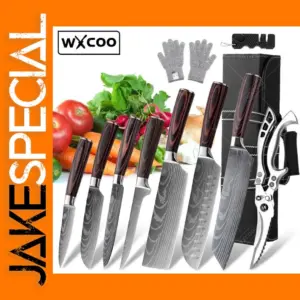 Japanese Kitchen Knife Set with Meat Cleaver