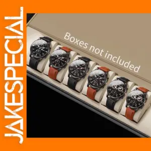 Men's Leather Quartz Watch Set - 2/4/6pcs
