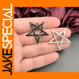 5pcs Silver Black Pentagram Charms for Jewelry