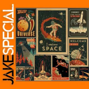 Space Travel Retro Poster for Home Decor