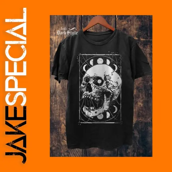 Gothic Skull Moon Phases Casual T-Shirt