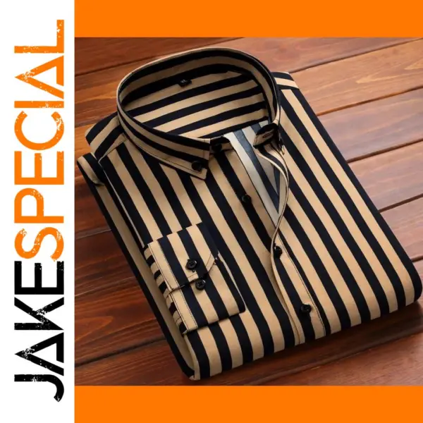 Men's Long Sleeve Striped Casual Shirt