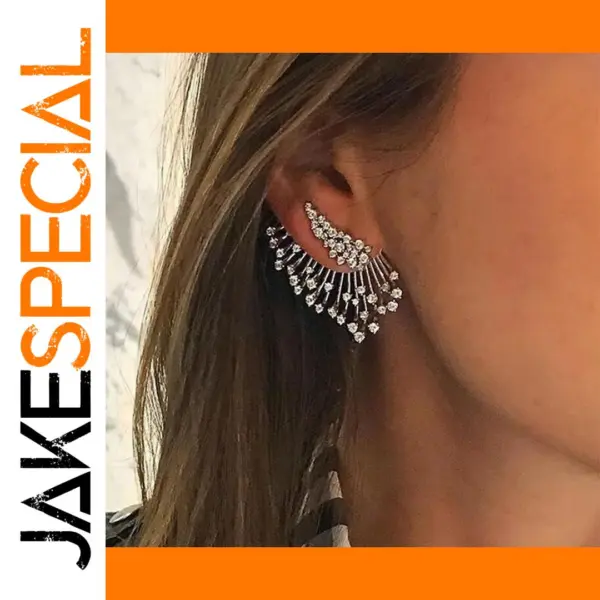 Wing Shape Silver Stud Earrings with Zirconia