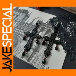 Gothic Crystal Chandelier Cross Earrings