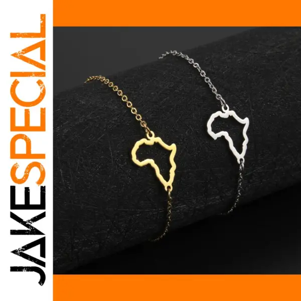 African Map Stainless Steel Charm Bracelet