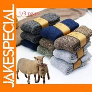 3 Pairs Men's Thick Merino Wool Socks