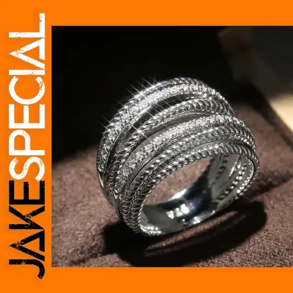 Trendy Women’s Wedding Ring with CZ Stones