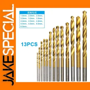 13pc Titanium Plated Twist Drill Bit Set