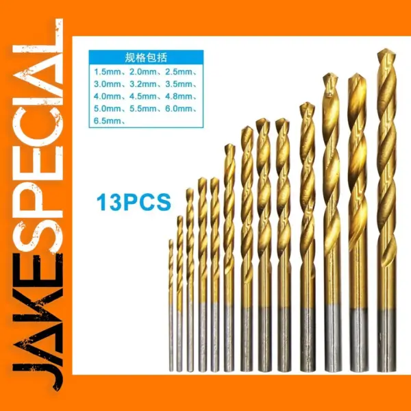 13pc Titanium Plated Twist Drill Bit Set