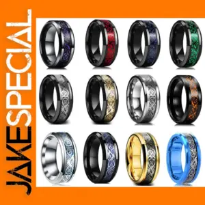Celtic Dragon 8mm Black Tungsten Ring
