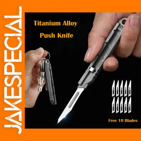 Titanium Alloy Push Knife with Extra Blades