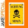 Warning Mine Metal Sign for Man Cave Wall Decor