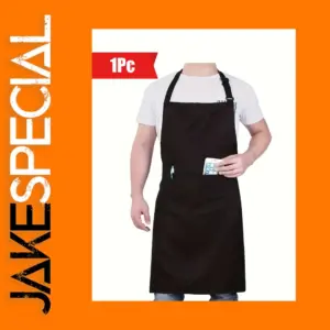 Adjustable Black Apron with Front Pocket