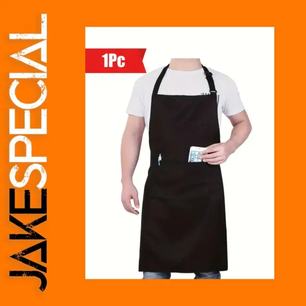 Adjustable Black Apron with Front Pocket