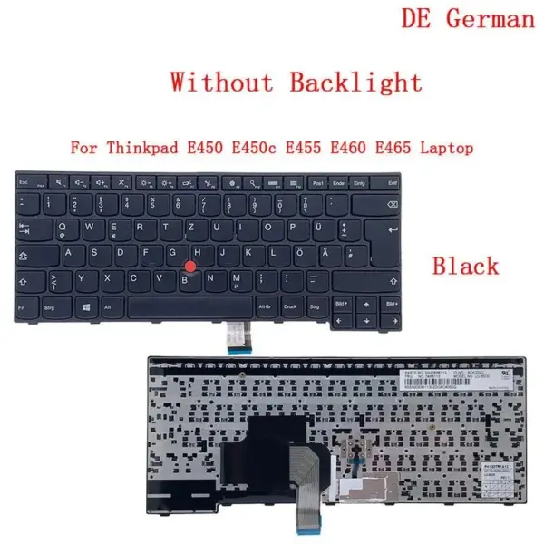 German Swiss QWERTZ Keyboard for Lenovo Thinkpad E450-E465 - Image 7