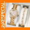 Women's Full Diamond Quartz Watch and Bracelet Set