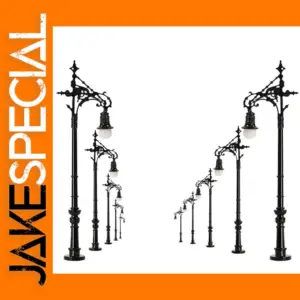 Set of 5 N Scale Warm White Lamp Posts