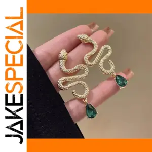 Vintage Gold Snake Drop Earrings for Women