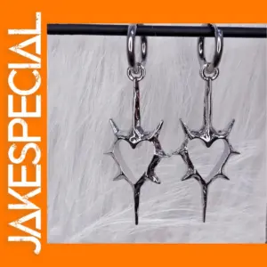 Goth Thorn Heart Drop Earrings for Women