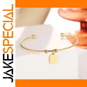 Gold Heart Cuff Bracelet for Women
