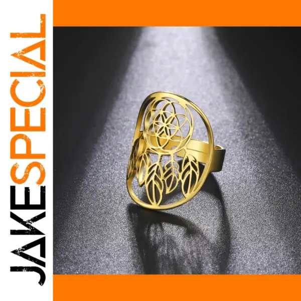 Dream Catcher Adjustable Stainless Steel Ring