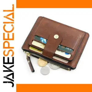 Slim Leather Wallet with Coin Pocket for Men