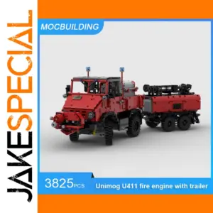 MOC Building Blocks Unimog U411 Fire Engine Set