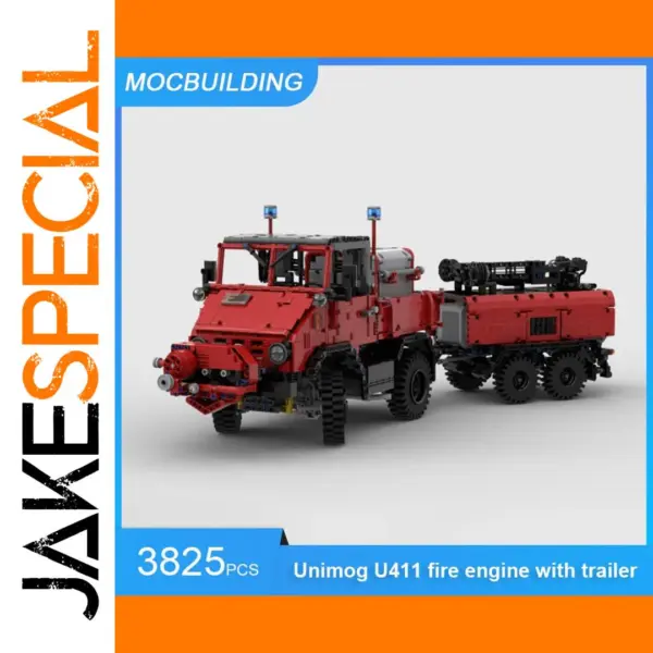 MOC Building Blocks Unimog U411 Fire Engine Set