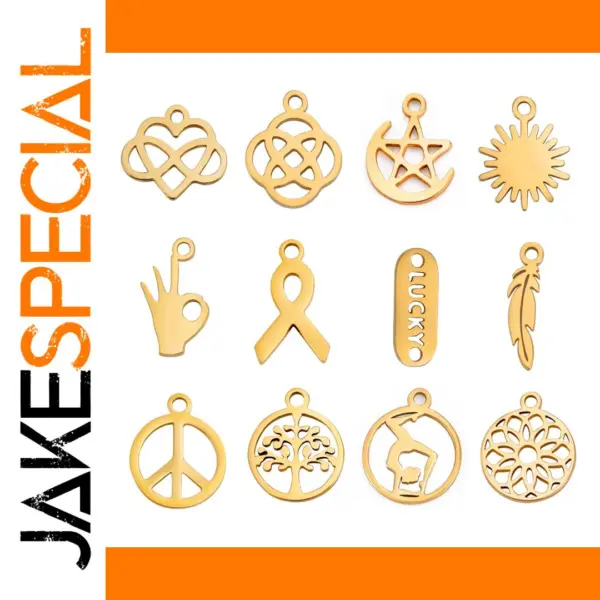5pcs Stainless Steel Gold Color DIY Charms