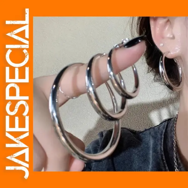 Big Round Stainless Steel Hoop Earrings